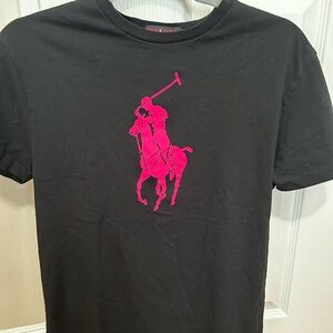 Polo by Ralph Lauren Black Tee with Pink Graphic